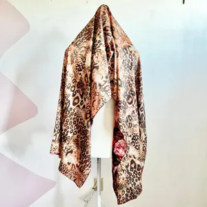 Leopard Print 100% Silk Scarf Vintage Inspired Y2K 2000s Glam 70" x 27 1/2"‎ thumbnail 2
