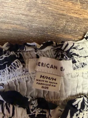 American Eagle Women Medium Black Cream Floral Smocked Tiered Cotton Mini Dress thumbnail 3