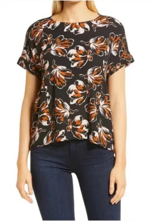 Madewell Cuffed sleeves shirred top in Duskblossom SZ:L thumbnail 1