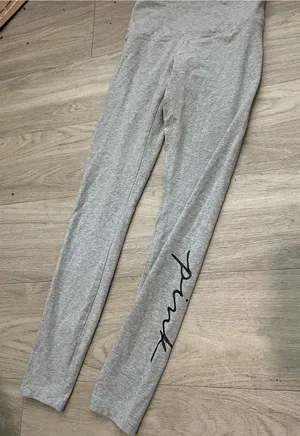 PINK Victoria's Secret Light Gray Logo Leggings thumbnail 1