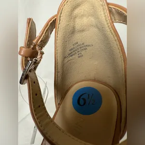 Nine West Allha 3 Braided Strap Chunky Heels in Macaroon Tan 6.5 thumbnail 8