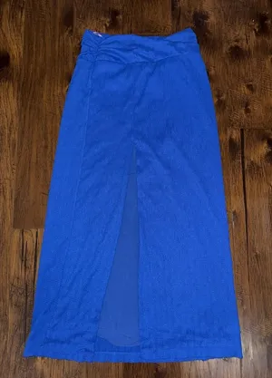 Free People Asymetrical Wrap Maxi‎ Skirt Royal Blue Size Medium thumbnail 1
