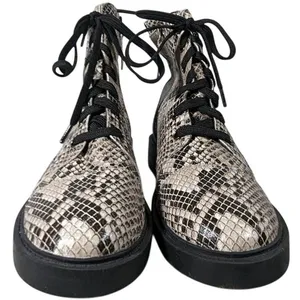 Linea Paolo Moto Boot 5.5 Snakeskin Print Lace Up‎ Ankle Boots Combat Booties thumbnail 9