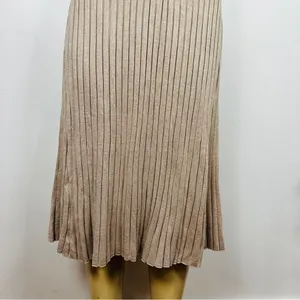 A New Day Wide Ribbed Sweater Midi Dress Sz L Sleeveless Fit Flare Beige thumbnail 4