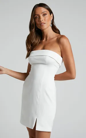 New Showpo Tricia Mini Dress Strapless Foldover Neckline Dress Size Small thumbnail 3