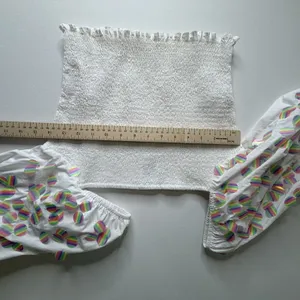 Queen of Sparkles White Smocked Rainbow‎ Sequin Top & Skirt Coord Set Medium thumbnail 16