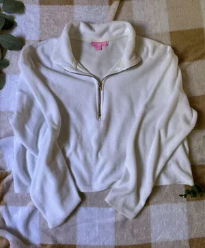 Stoney Clover Cropped Target White Terry Sweatshirt thumbnail 4