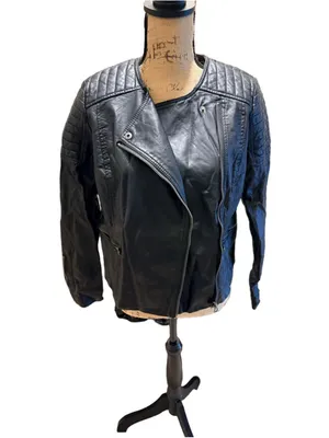 Free People Faux-Leather Quilted Moto Jacket Women's Size 6 (oversized) NWT thumbnail 2