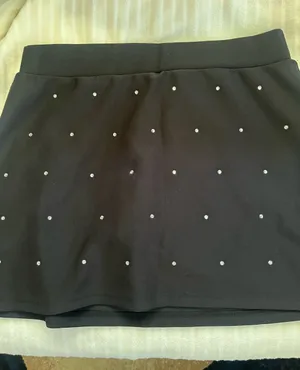 Black Embellished Skort with Rhinestone Detail thumbnail 1