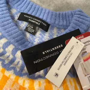 NWT French Connection Colorful Cream Fair Isle Knit Sweater Crew Neck Size XL thumbnail 10