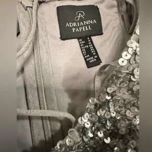 Adrianna Papell Sequined Tulle Gown Silver Grey Size 8 medium thumbnail 9