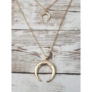 Double Charm Gold Tone Layered Statement Necklace thumbnail 3