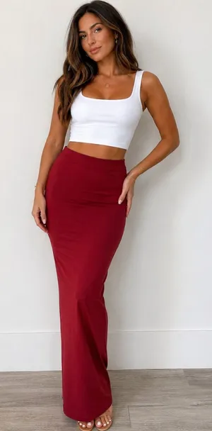 Naked Wardrobe Burgundy Bodycon Maxi Skirt Size Medium thumbnail 1