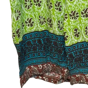 Zara Women's‎ Pants Y2K Wide Leg Pull On Hippie Floral Boho Green Brown Small thumbnail 3