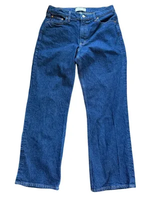 Abercrombie Curve Love Baggy Low Rise Dark Wash Straight Jean 90s 28/6 SHORT thumbnail 1