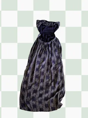 Free People Peyton Maxi Dress features a navy blue and cream geometric print thumbnail 4