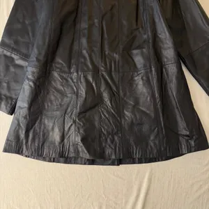 Centigrade Leather Coat women‎ L Black Floral Lining Mid Length Jacket vintage thumbnail 13