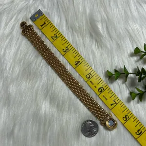 Vintage faux pearl popcorn chain magnetic closure gold tone bracelet thumbnail 5