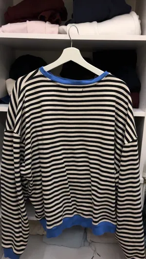 Free People striped long sleeve shirt in a small thumbnail 3