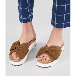 UGG Australia Joan II Chestnut Suede Leather Floppy Bow Platform Sandals 7 thumbnail 1