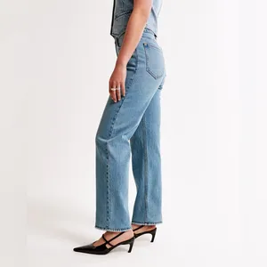 Abercrombie & Fitch The Vintage Straight High Rise Jeans Medium Wash Size 32/14R thumbnail 2