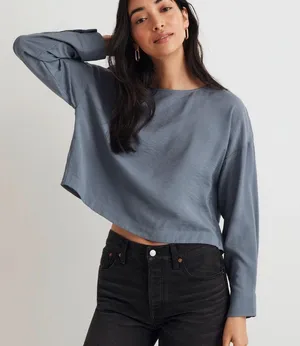 Madewell Relaxed Tulip-Back Top in Sunfaded Indigo Size Large EUC thumbnail 2
