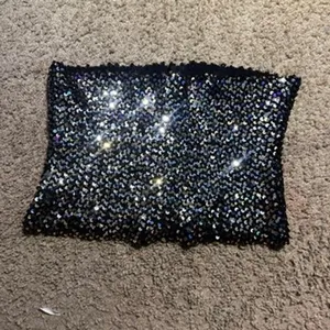 Creations III Womens Black Sequined‎ Tube Top Strapless Sparkle Party Crop Top thumbnail 2