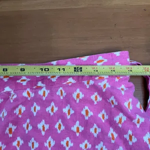 Aerie Women's Lip Gloss Pink Ikat Print Ruffle Wrap Mini Skirt‎ Linen Size Large thumbnail 5