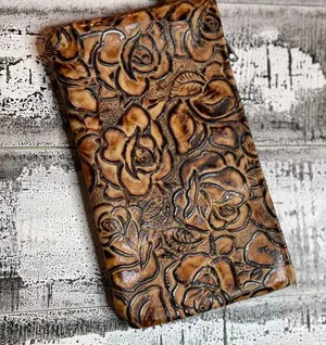Cowhide Wristlet Clutch Leather Cowhide Zipper Embossed Leather Crossbody bag thumbnail 4