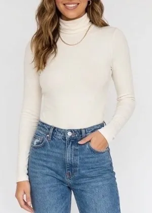 Naked Wardrobe White Turtleneck Bodysuit Long Sleeve Womens Small thumbnail 1
