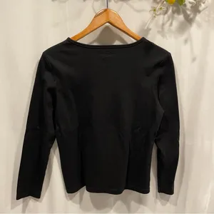 Adorable 90’s-y2k black white collar embroidered holiday bling trim top thumbnail 2