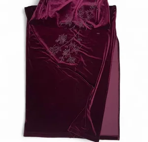 City Triangles velvet burgundy maxi dress with leg slit thumbnail 8