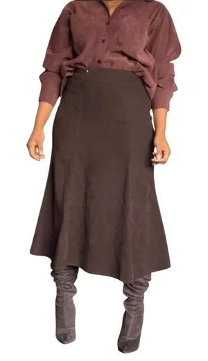 Cato Skirt Womens Size 14 Brown A-Line Midi Flared Side Zip Casual thumbnail 1