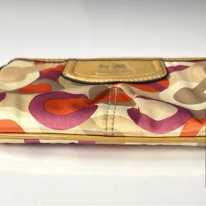 Coach Optic C Colorful Patterned Wristlet Orange pink cream. Patent Leather thumbnail 7
