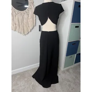 Lulu's Black Conversation Piece Button Cut-Out Back Long Maxi Dress Gown L NWT thumbnail 4