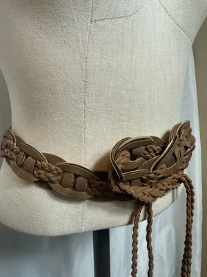 Western boho Woven Braided Waist Belt - Brown NWOT thumbnail 5