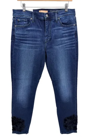 7 For All Mankind b(air) High Waist Ankle Skinny Jeans Blue Velvet Floral 32‎ thumbnail 1