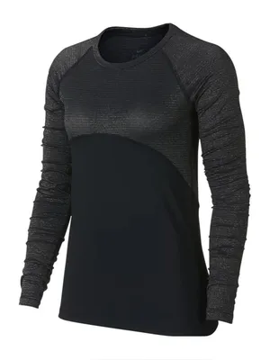 Women's Nike Pro Warm Long sleeve mockneck black/silver reflective top size M thumbnail 2