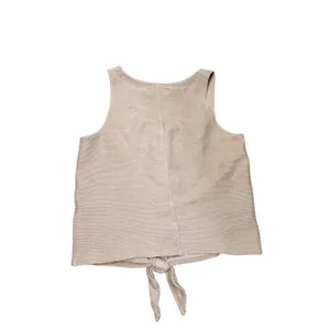Madewell Texture & Thread Beige Ribbed Button Front Tie‎ Hem Tank Top Small thumbnail 2