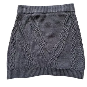 Anthropologie Cable Knot Gray Sweater Skirt Medium Winter Cozy Mini Short‎ Warm thumbnail 4