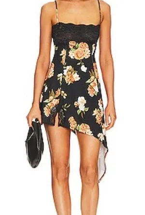 Revolve We Wore What Floral Black Dress with Lace Trim thumbnail 1