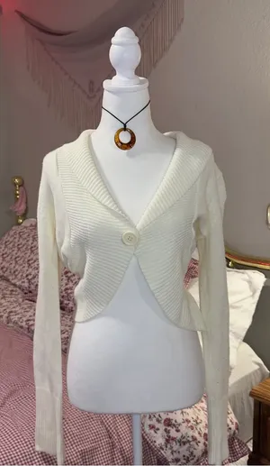 Y2K Women’s Cream Cropped Button-Front Sweater thumbnail 1