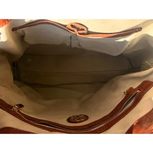 Tory Burch Amanda Classic Tote Tan Pebbled Leather Gold Logo Shoulder Bag thumbnail 5