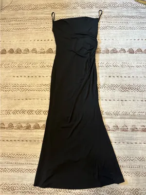 Black maxi dress with lace detail and adjustable strap thumbnail 2
