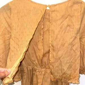 Princess Polly Astro Mini Dress Mustard Gold Yellow Textured Tiered Ruffle‎ Size thumbnail 7