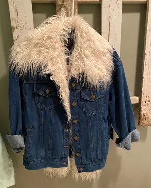 NWT fur Jean Jacket Blue Size XS thumbnail 2