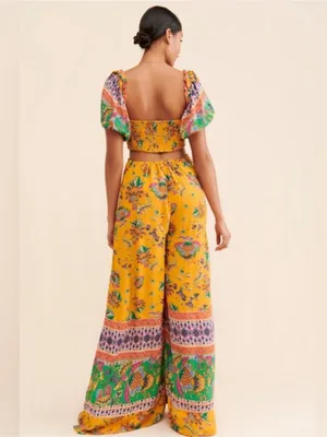 Free People Bali Citrus Skies One Piece Floral Boho Jumpsuit with Tie Front thumbnail 3