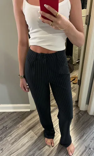 princess polly navy & white stripped trousers thumbnail 1