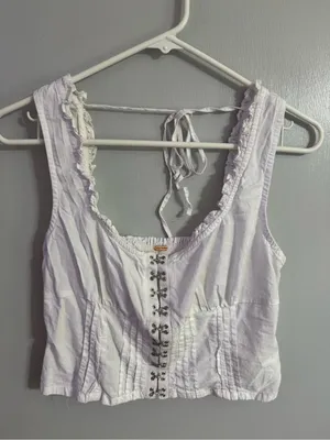 Free People White Hook-and-Eye Amelia Corset Top Size XS thumbnail 9