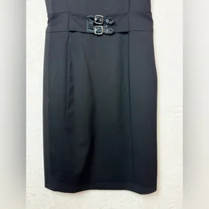 Emporio Armani Black 100% Wool Belted Dress Size 8. G#26 thumbnail 4